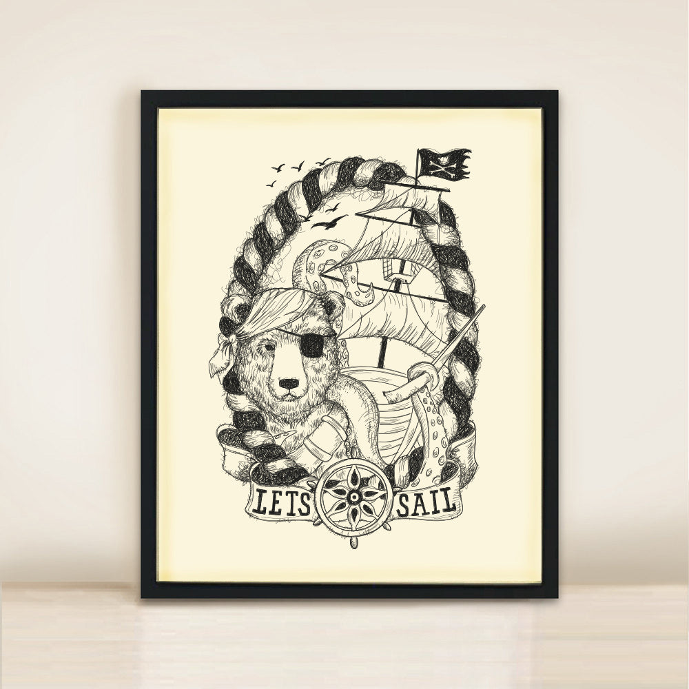 Let's Sail Poster Print A3