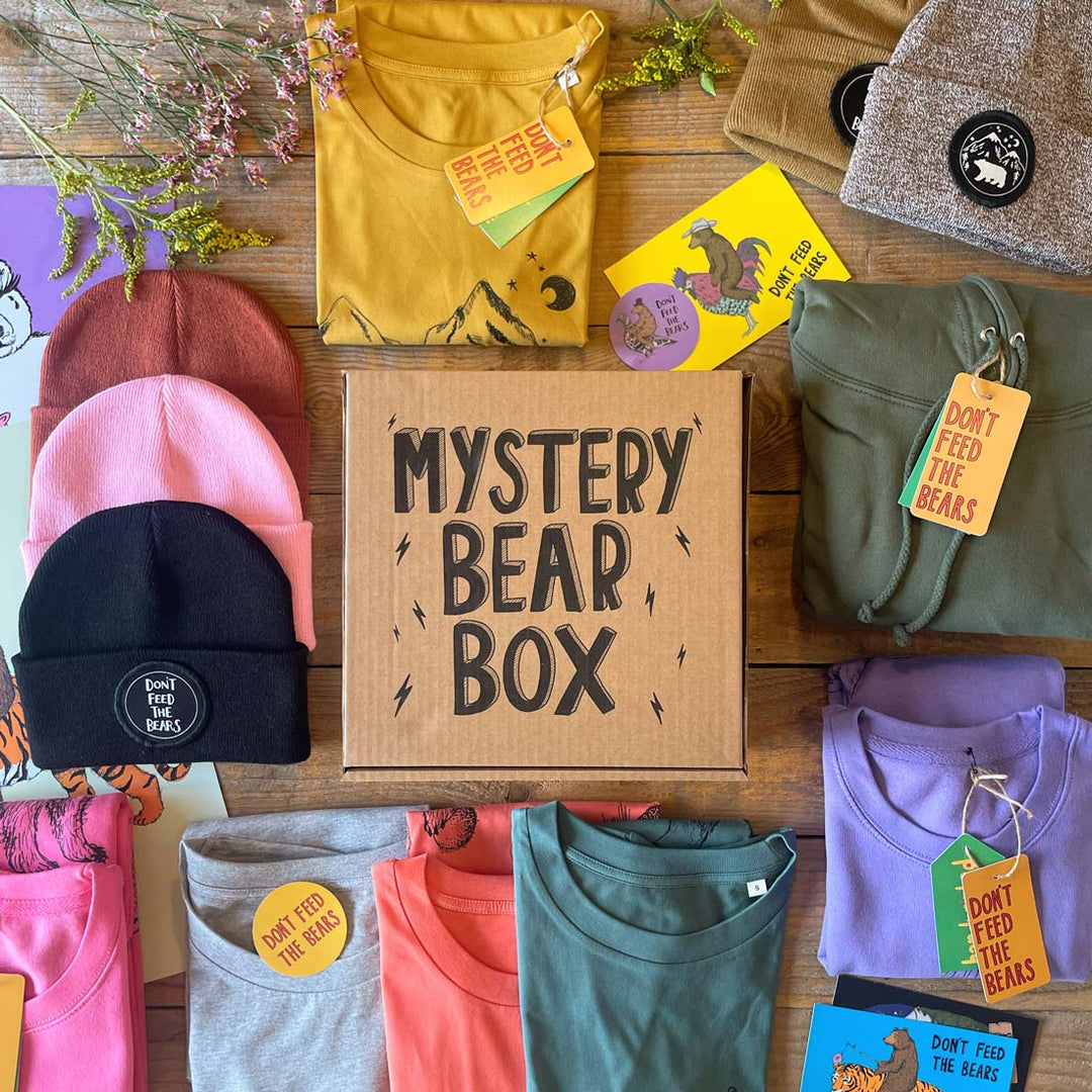 mystery bear box and tees and jumpers
