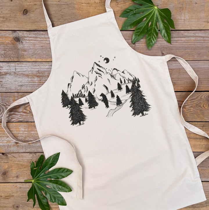 apron with bears in the mountains design