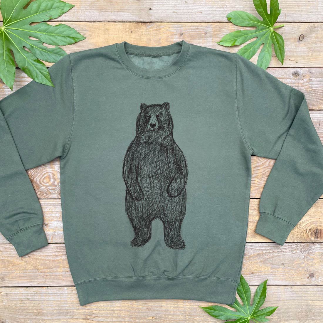 KHAKI JUMPER WITH BEAR STANDING