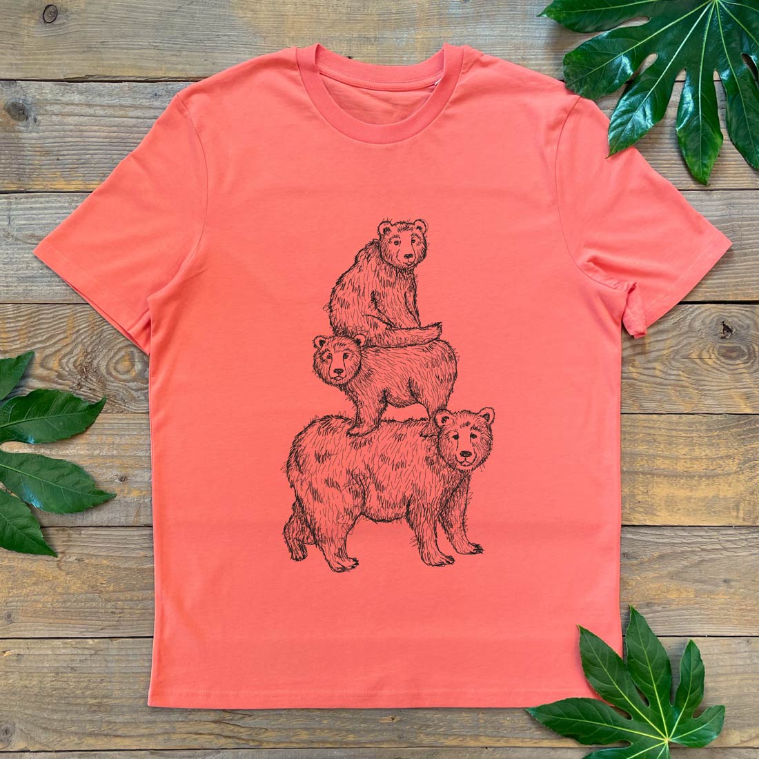 THREE BEARS ON ORANGE TEE