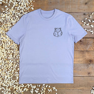 BEAR READING BOOK TSHIRT LILAC