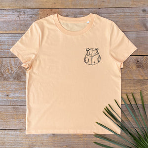 BEAR READING A BOOK WOMENS TEE