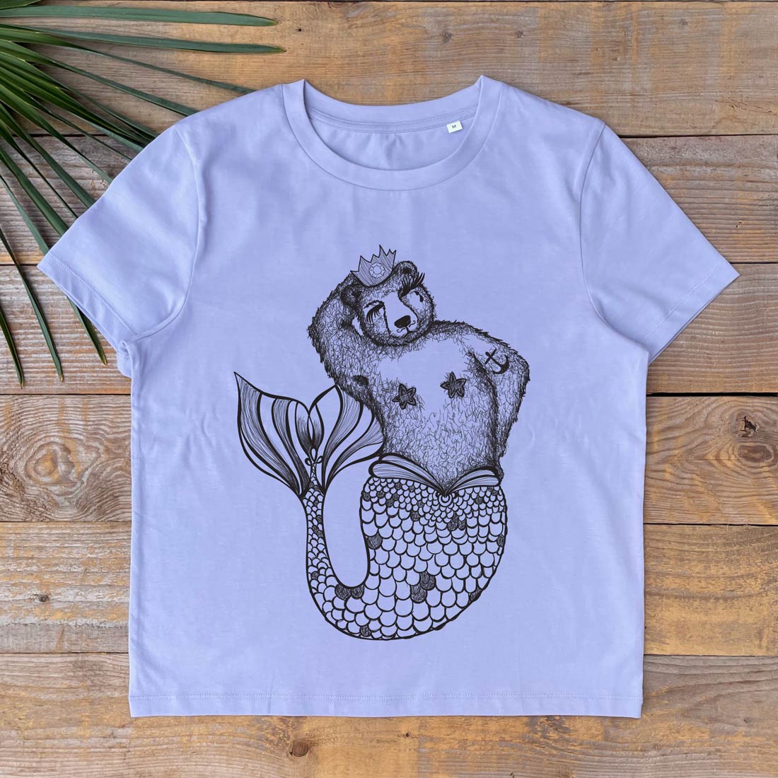 BEAR MERMAID LILAC WOMENS TSHIRT