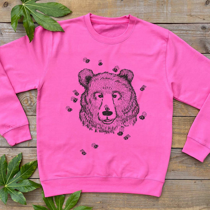 PINK JUMPER WITH BEES AND BEAR