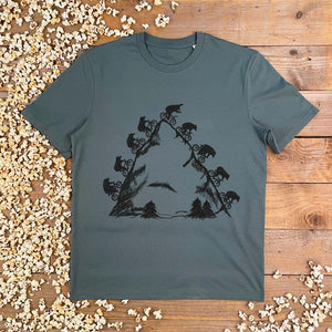 bears riding bikes over mountain tshirt