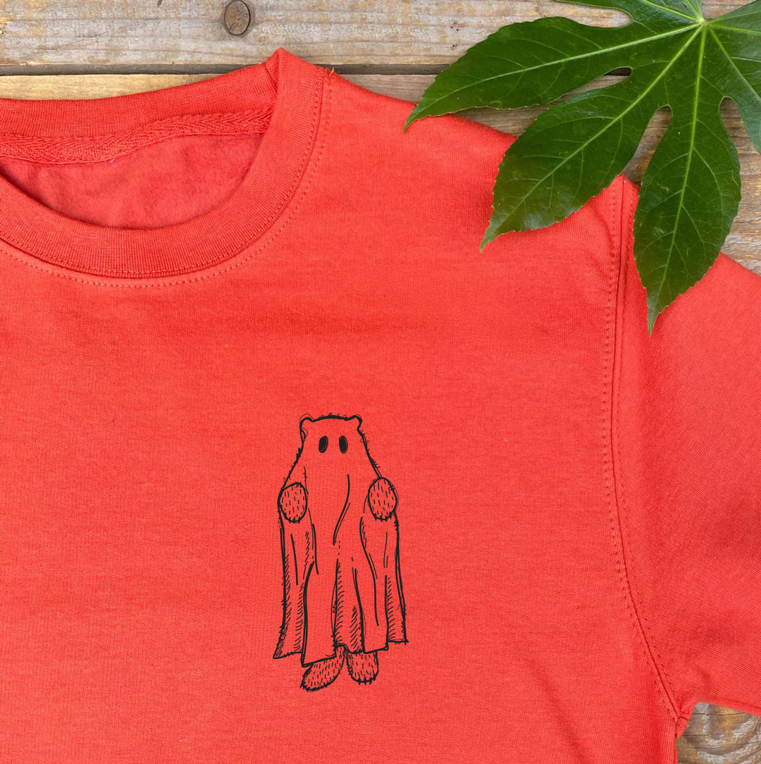 Ghost Bear Burnt Orange Jumper close up