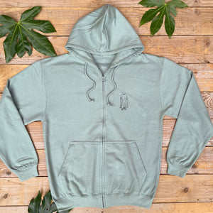 mint zip up hoodie with ghost bear