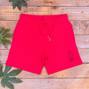 red shorts with ghost bear print