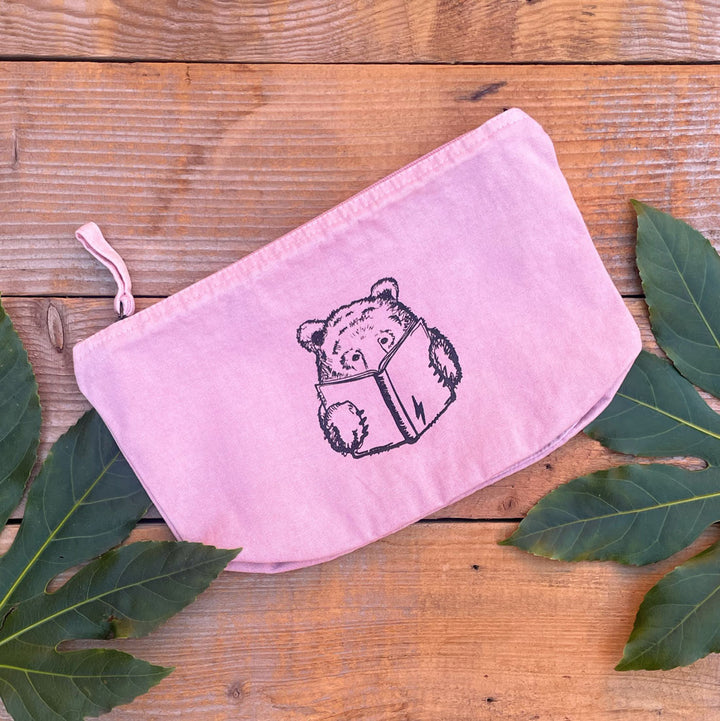 pink toilet bag with bear design
