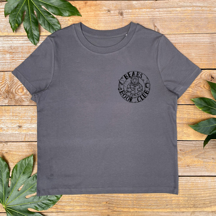 womens charcoal grey book club print tshirt