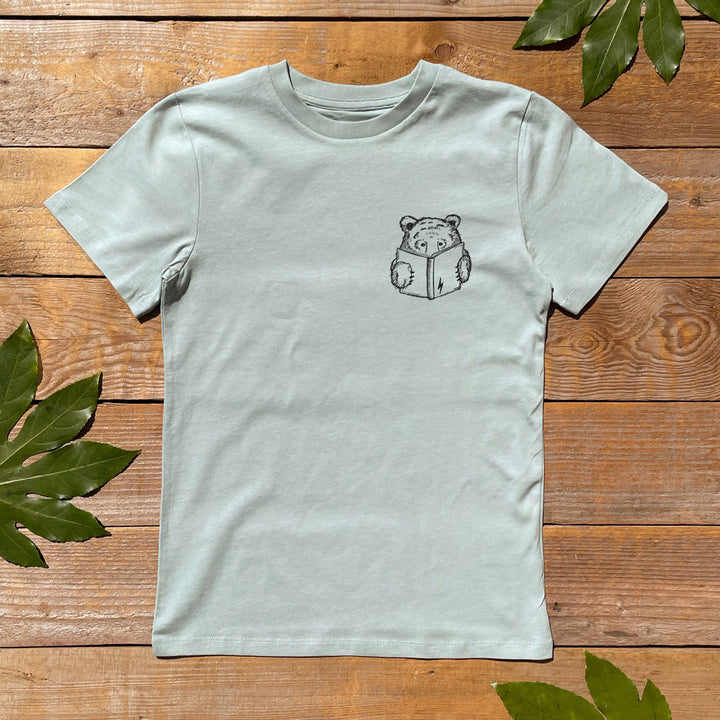 mint colour kids tee with bear print