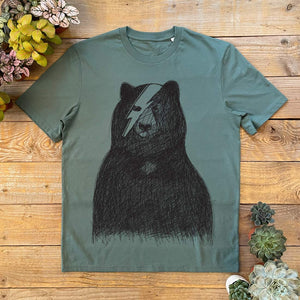 BOWIE BEAR ON KHAKI TEE