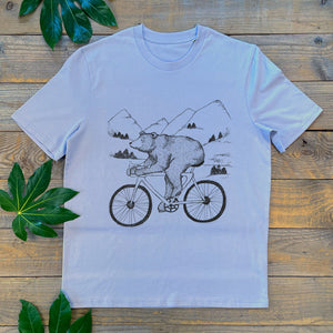 BEAR RIDING A RACER BIKE MENS TSHIRT