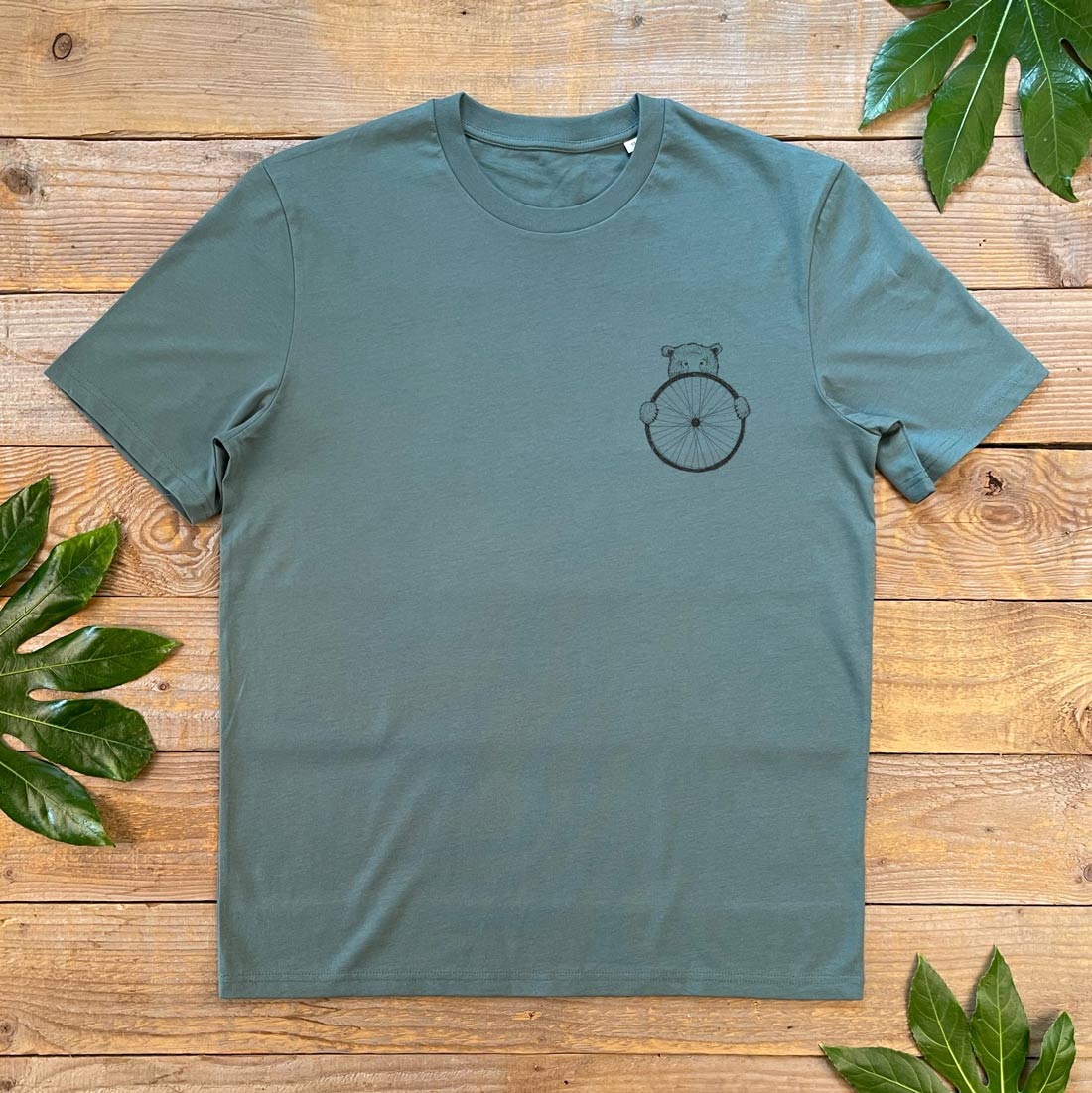 BEAR AND BIKE WHEEL PRINT TEE