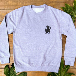 bear riding cat pocket print jumper