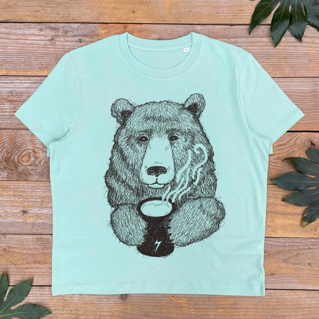bear drinking coffee tshirt