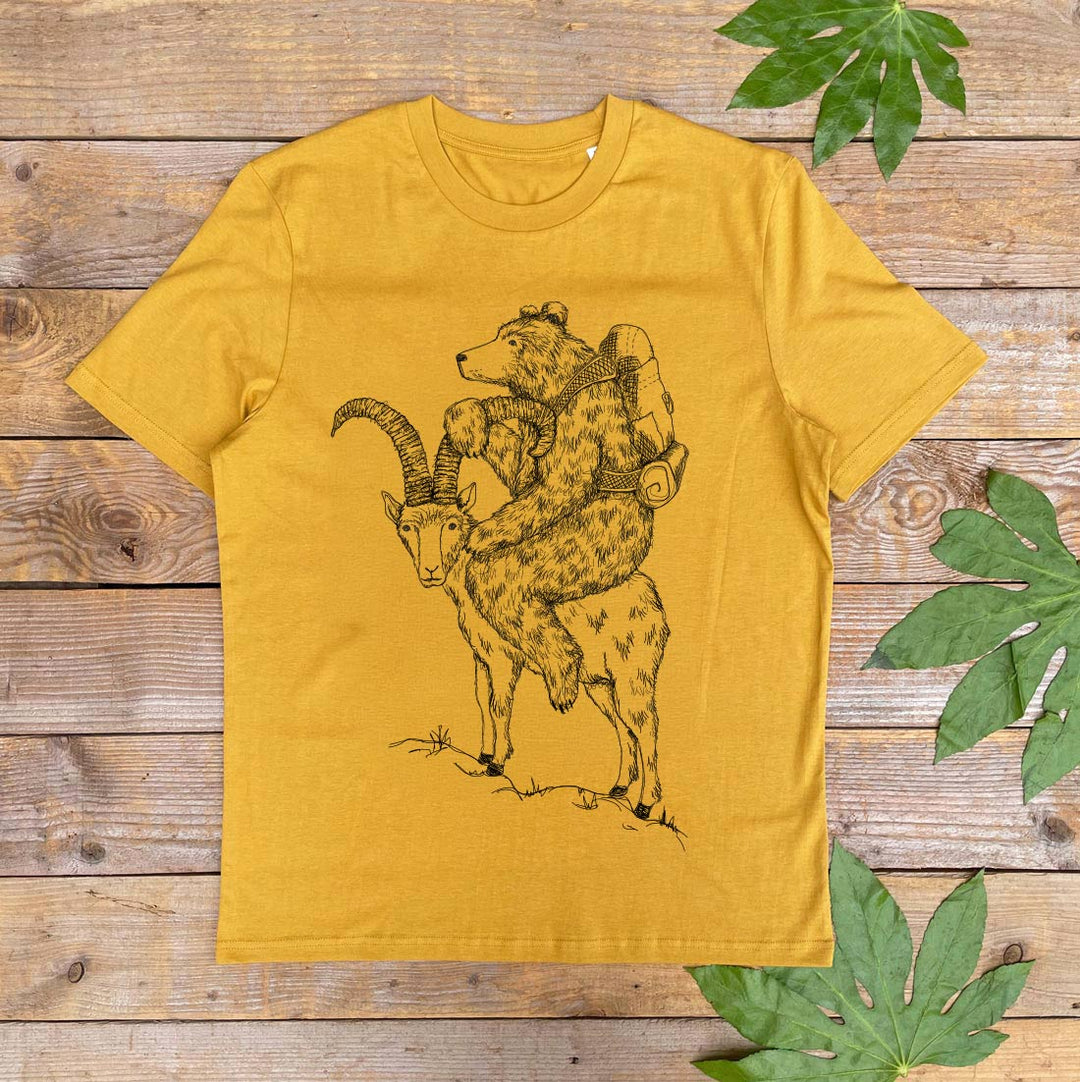 tshirt with mountain goat and bear