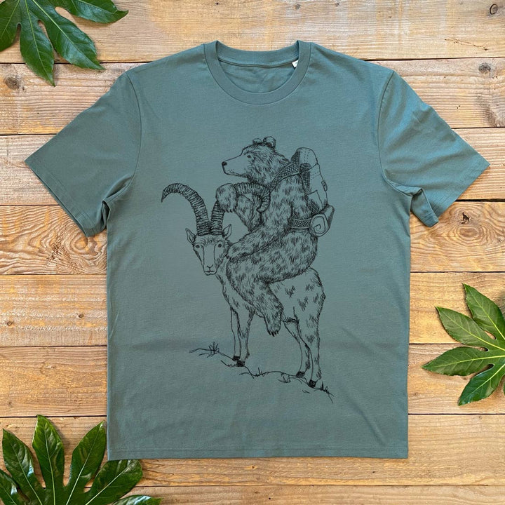 bear and goat printed tshirt
