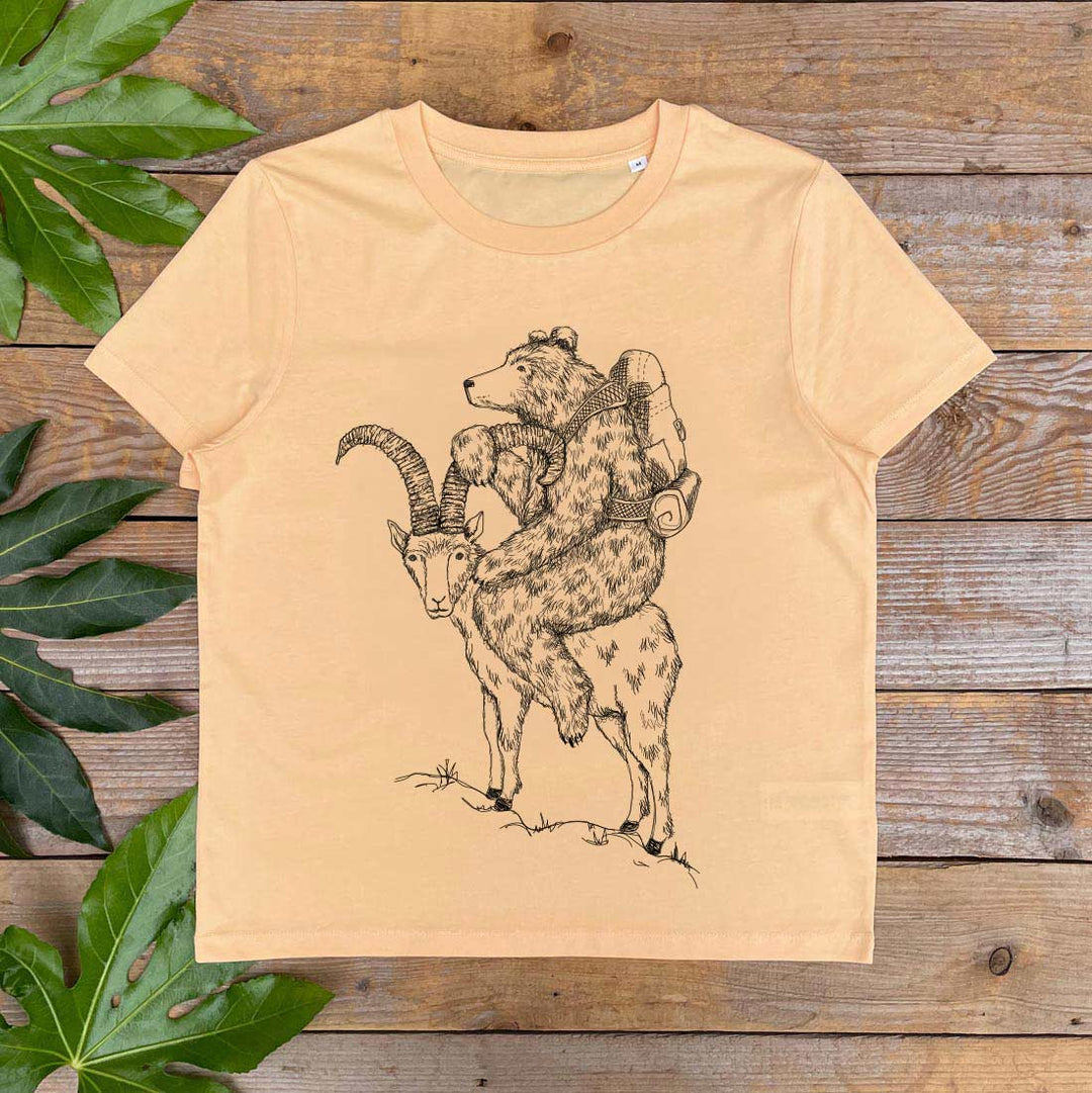 goat and bear peachy colour tshirt