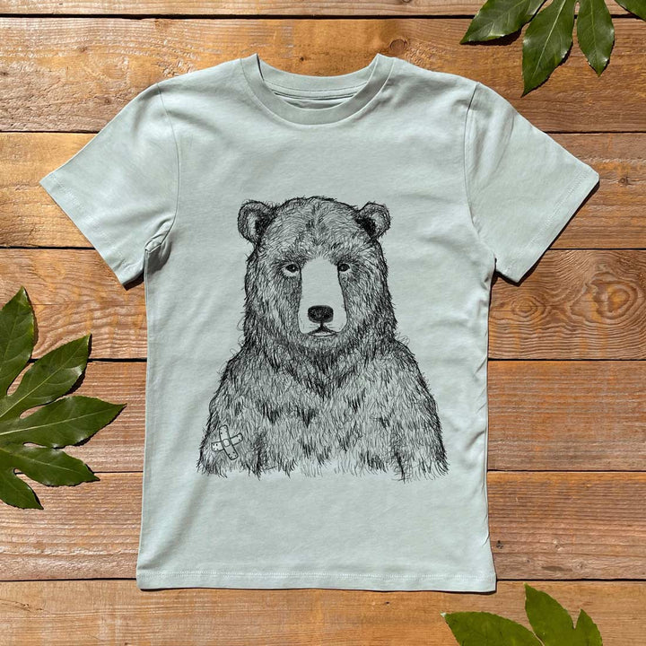 mint kids tee with bear design