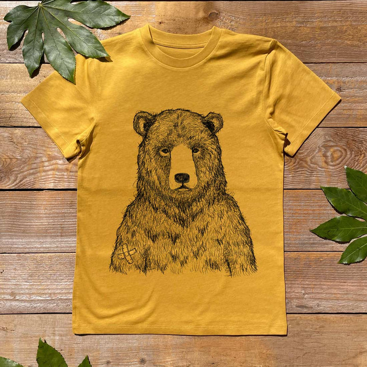 mustard t-shirt with bear design