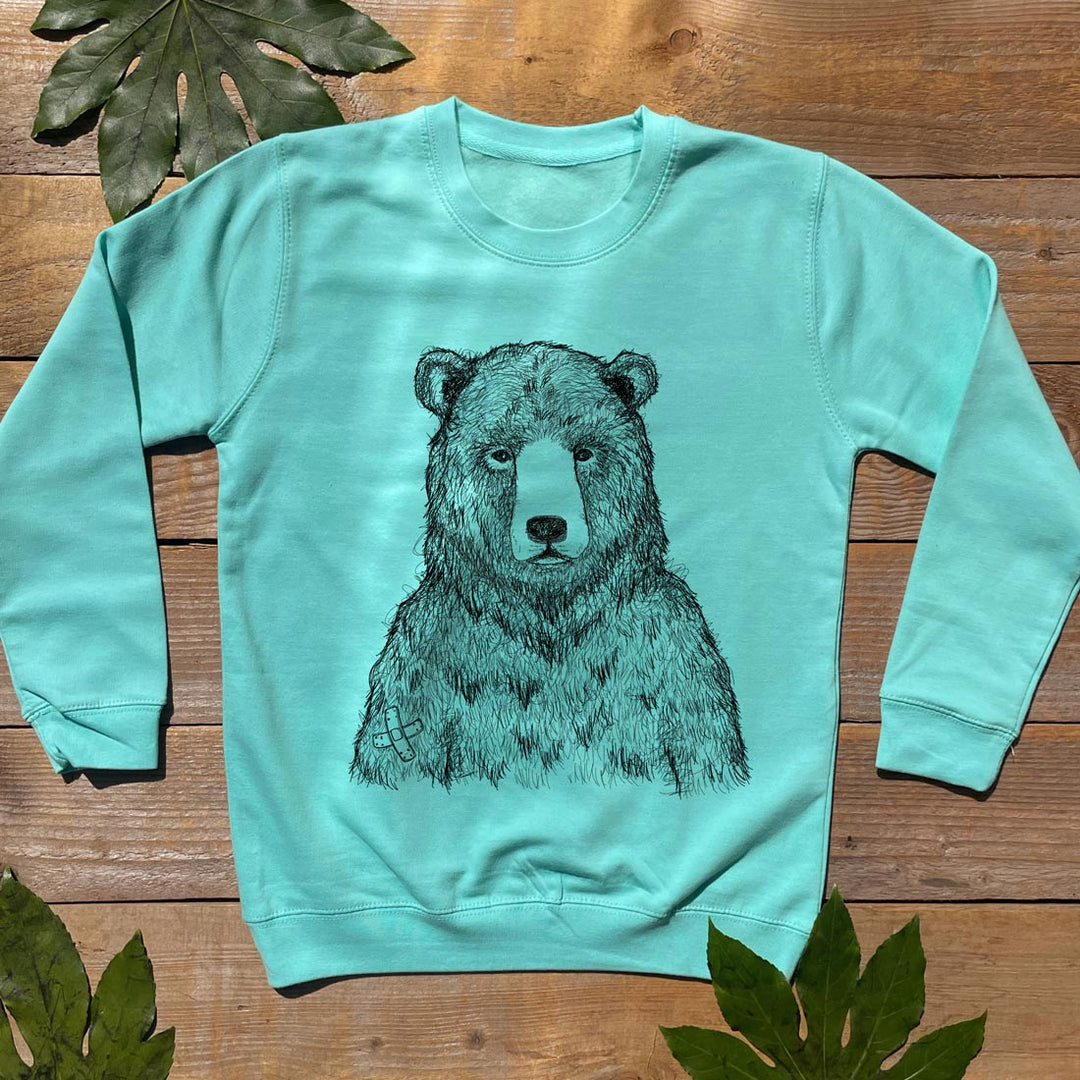 kids blue jumper with bear design