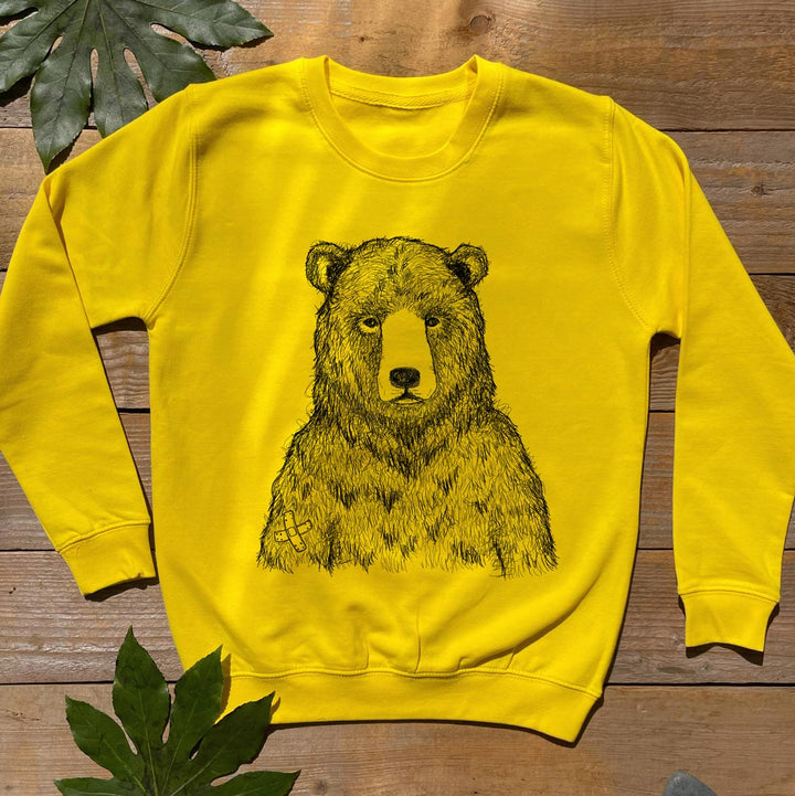 yellow jumper with bear print