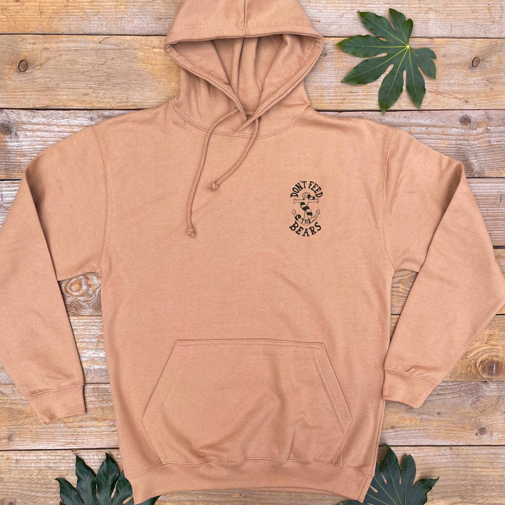 brown hoodie with anchor print logo