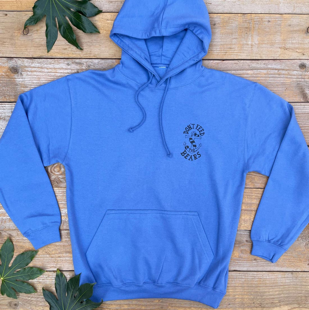 blue hoodie with anchor print