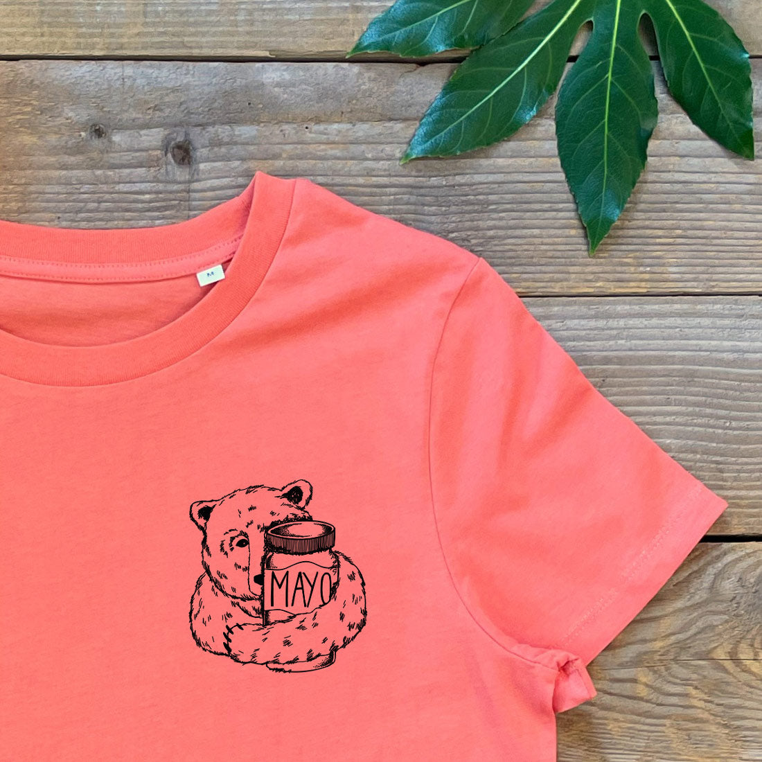 bear and mayo jar on orange tee