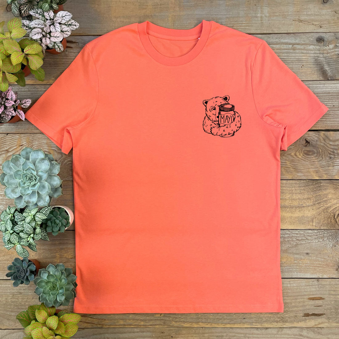 bear and mayonnaise jar orange tshirt