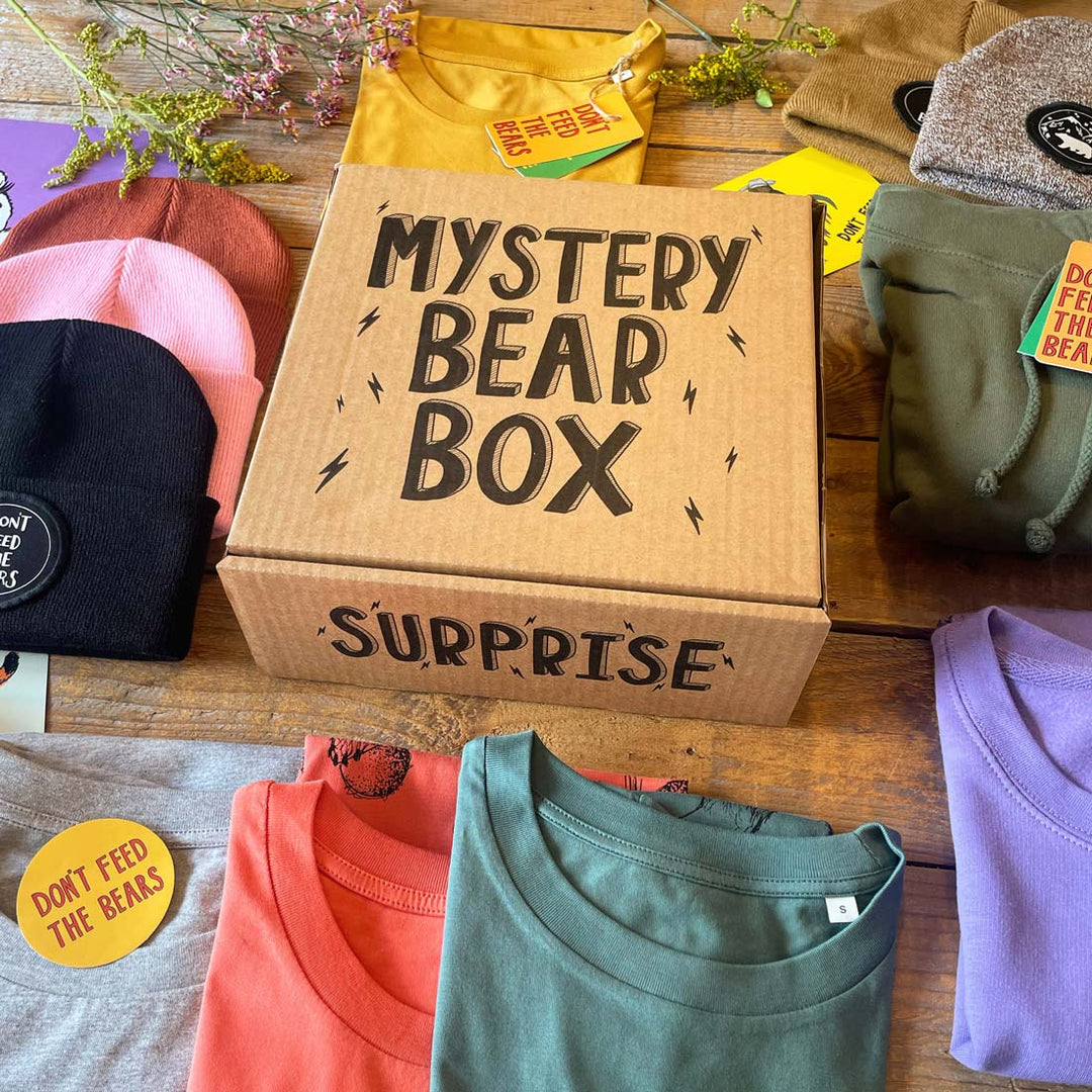 mystery bear box with hats and jumpers