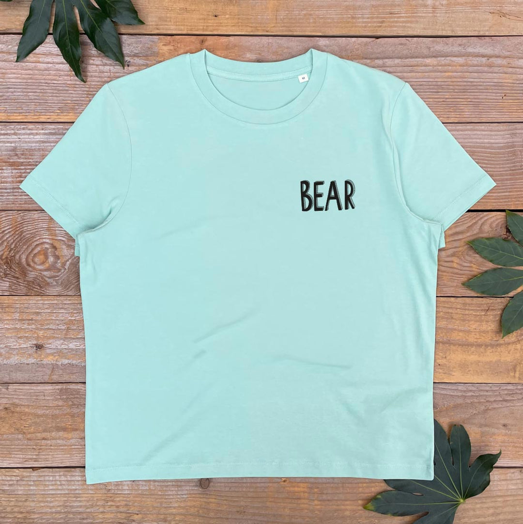 MINT TSHIRT WITH BEAR TEXT PRINT