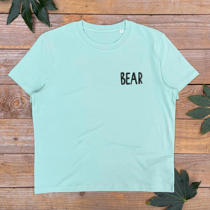 MINT TSHIRT WITH BEAR TEXT PRINT