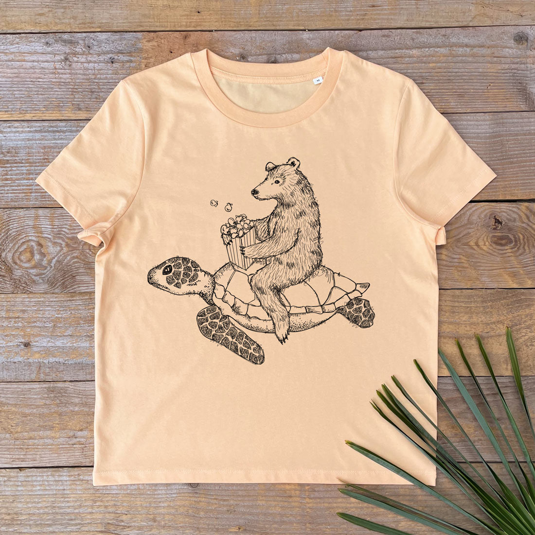 BEAR AND TURTLE EATING POPCORN TSHIRT