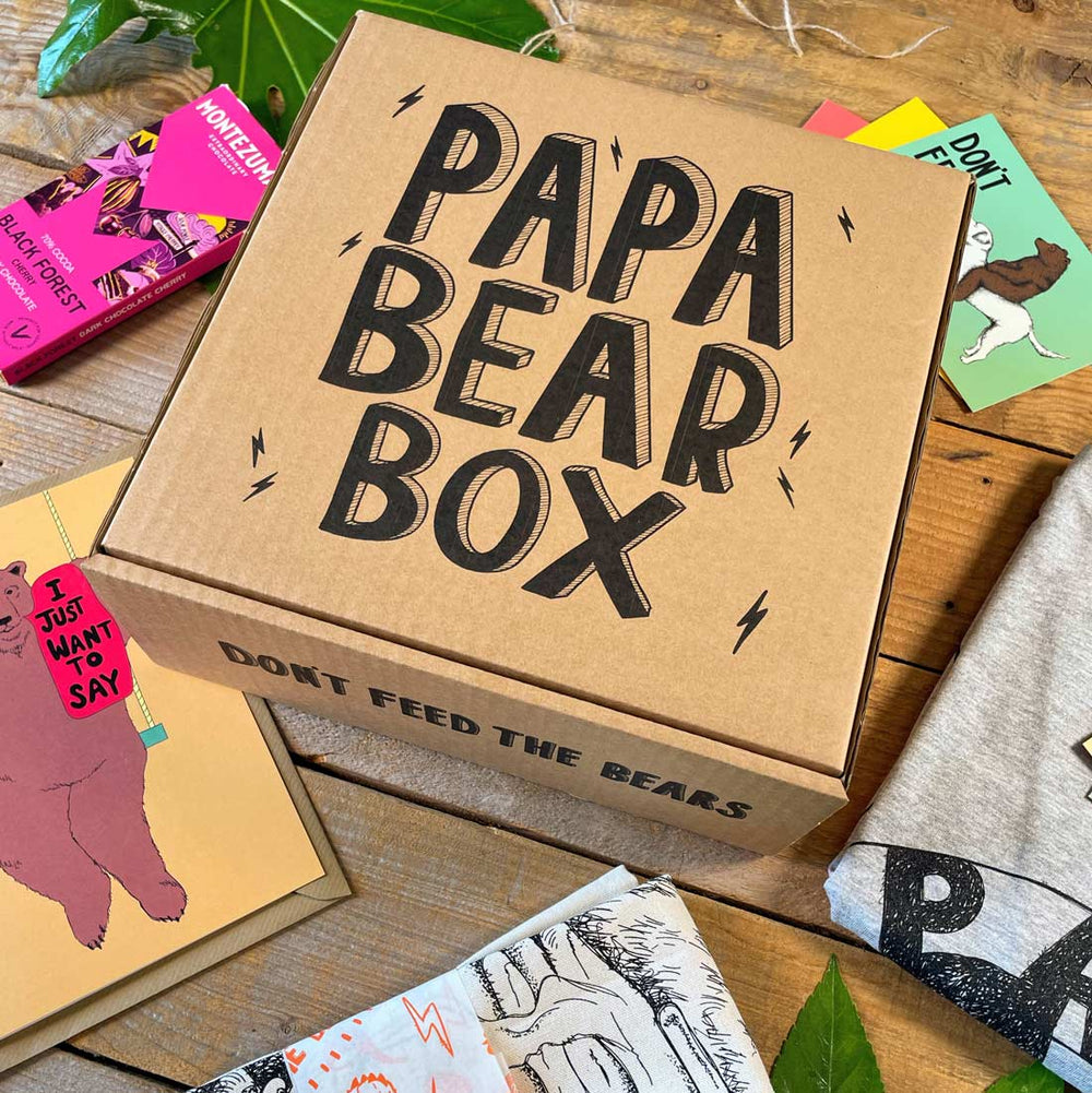 papa bear gift box and contents