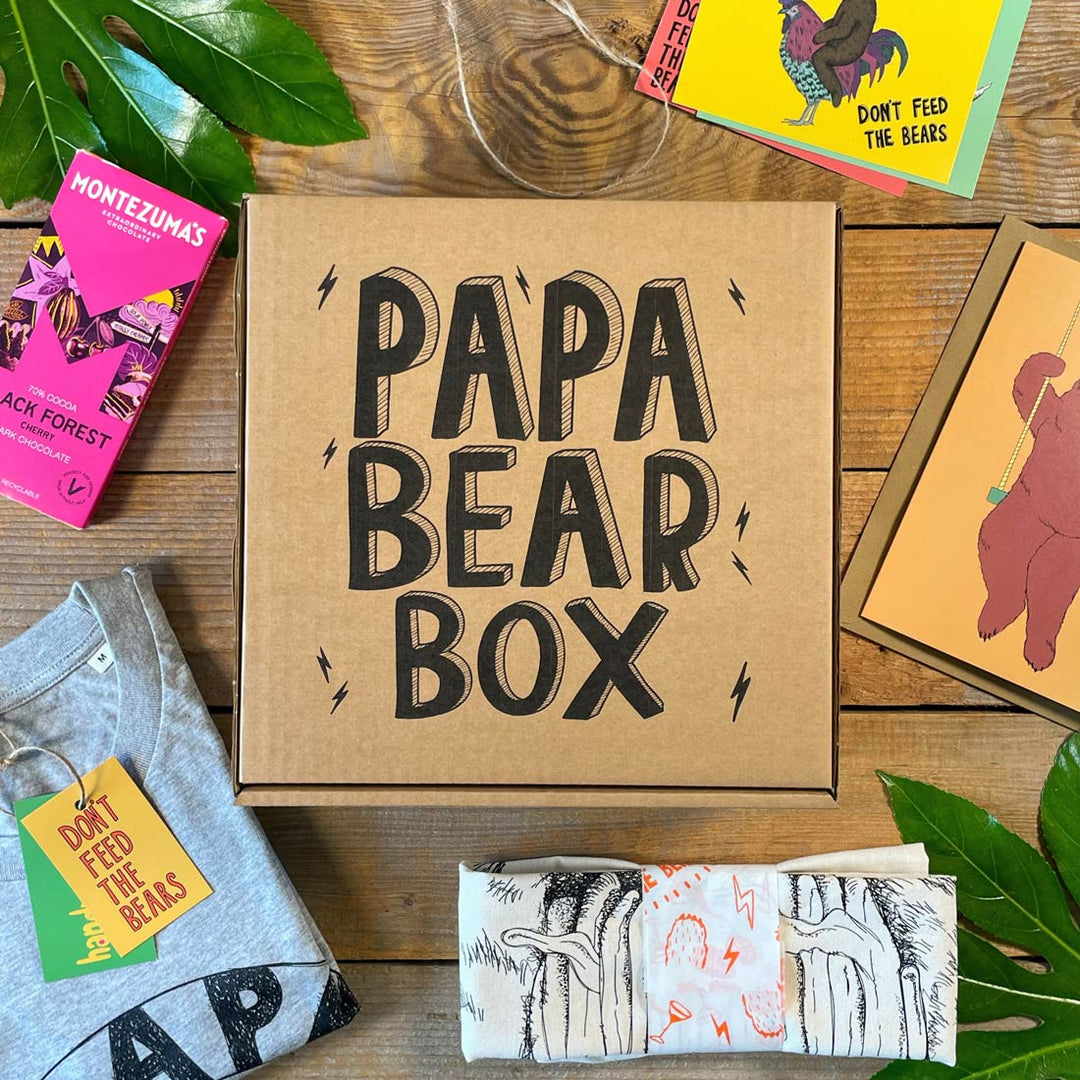 papa bear gift box and contents