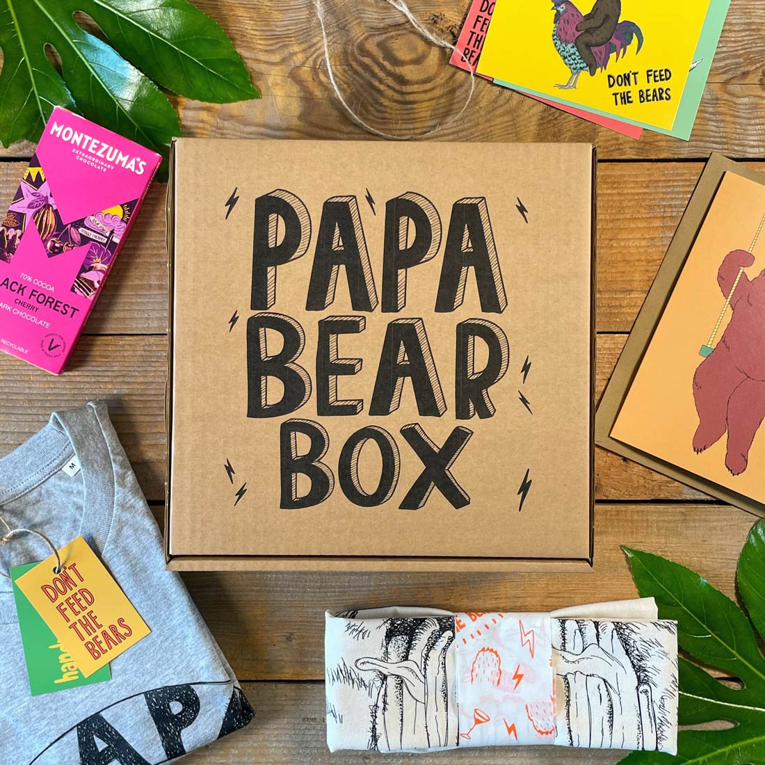 papa bear gift box and contents