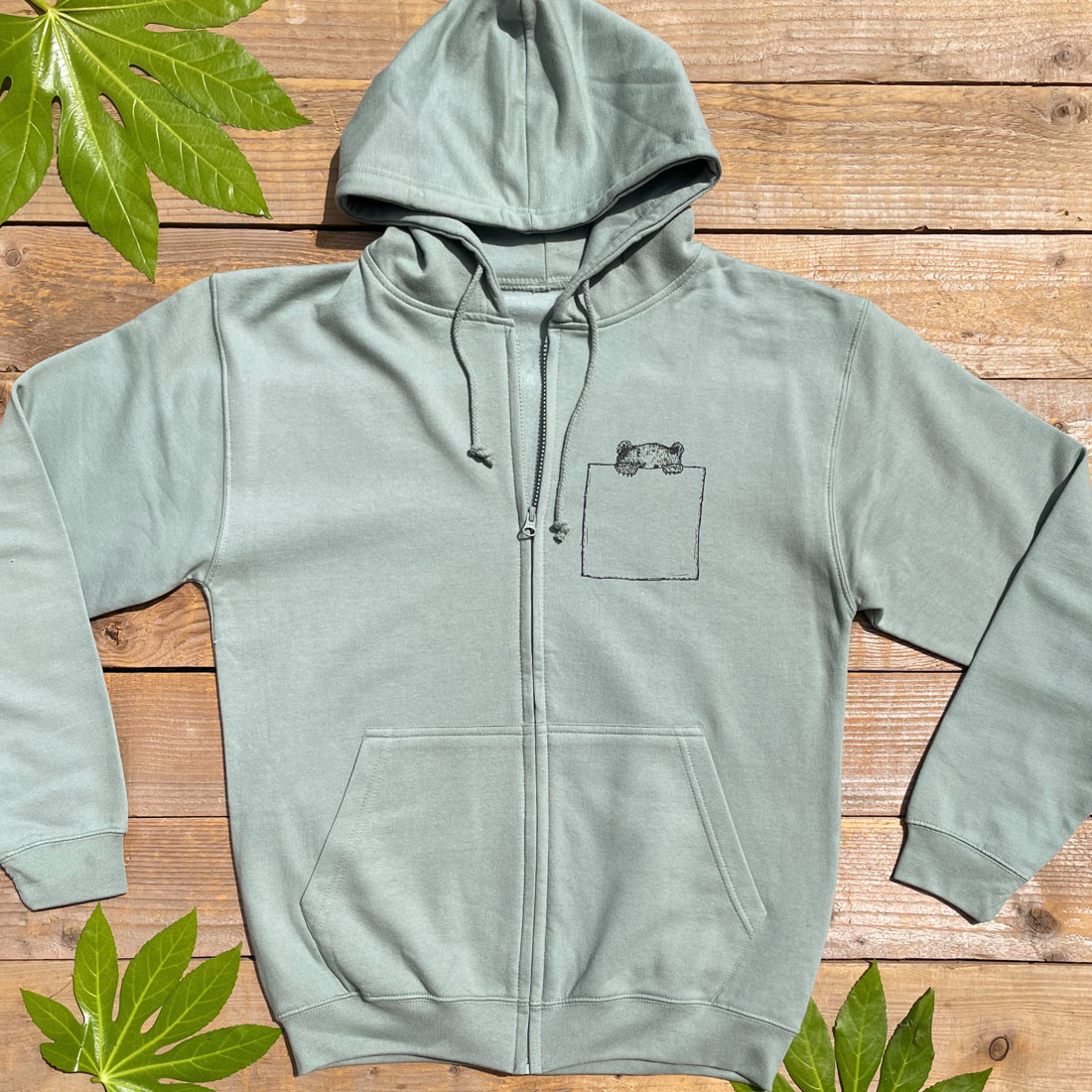 'Pocket Bear' Zip Up Hoodie