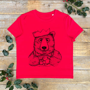 BEAR AND XMAS DINNER RED TEE
