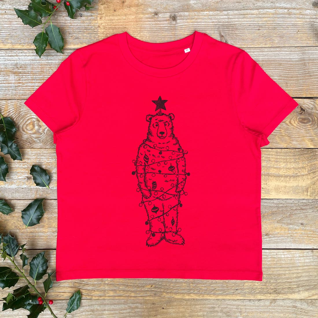 RED XMAS TREE BEAR TSHIRT