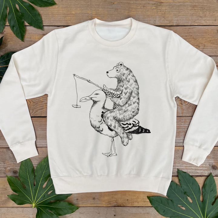 jumper with seagull bear and fish n chips
