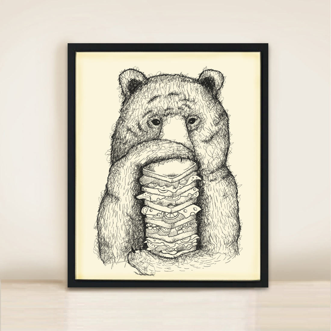 Sandwich Bear Poster Print A3