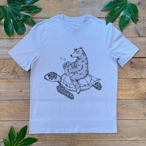 BEAR SAT ON TURTLE LILAC TEE