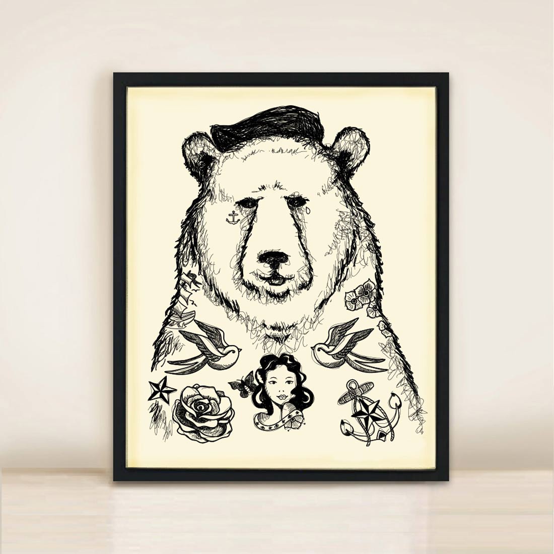 Tattoo bear lounge print