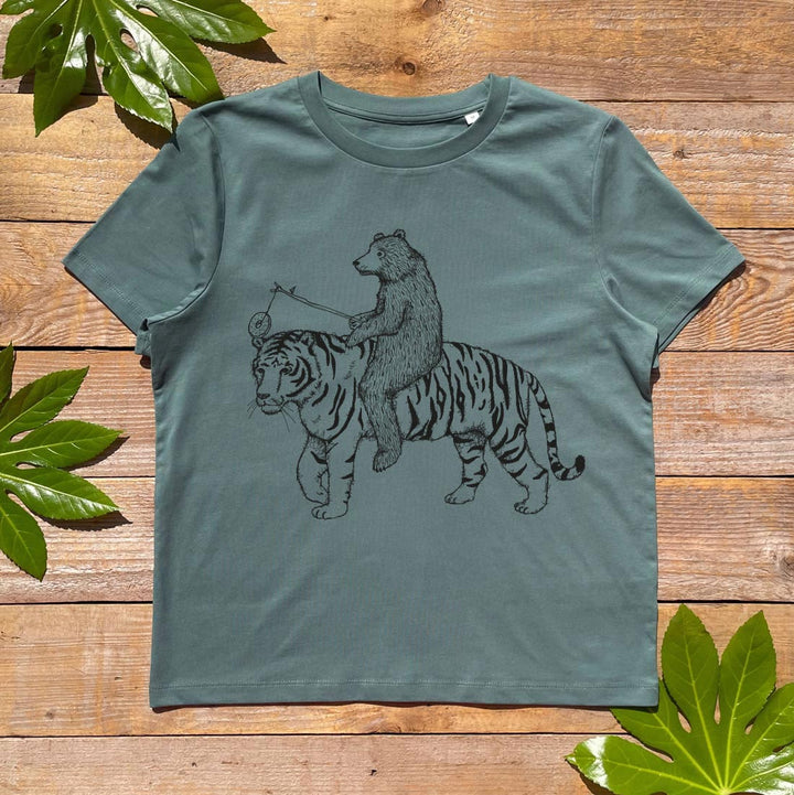 womens tshirt with iger and bear design
