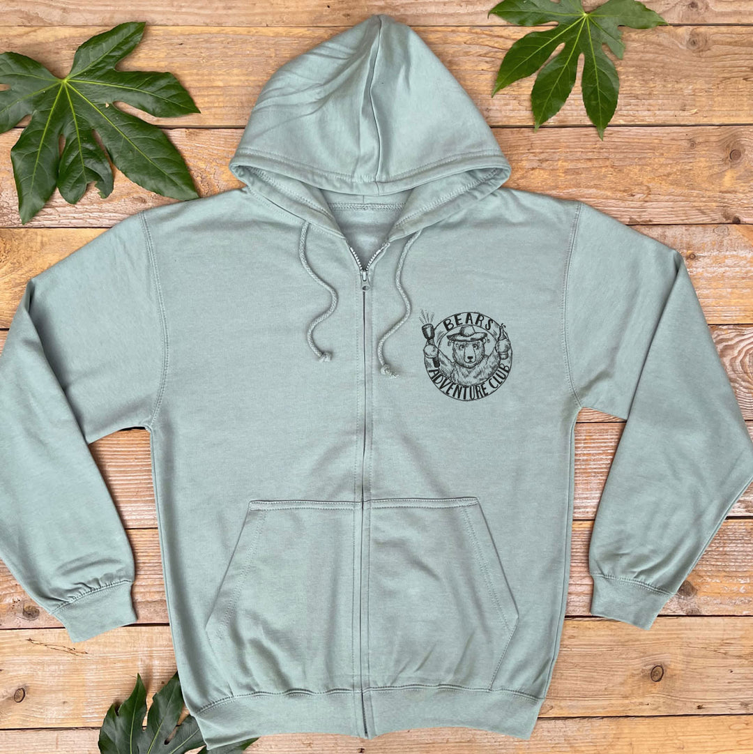 mint hoodie with bear pocket print