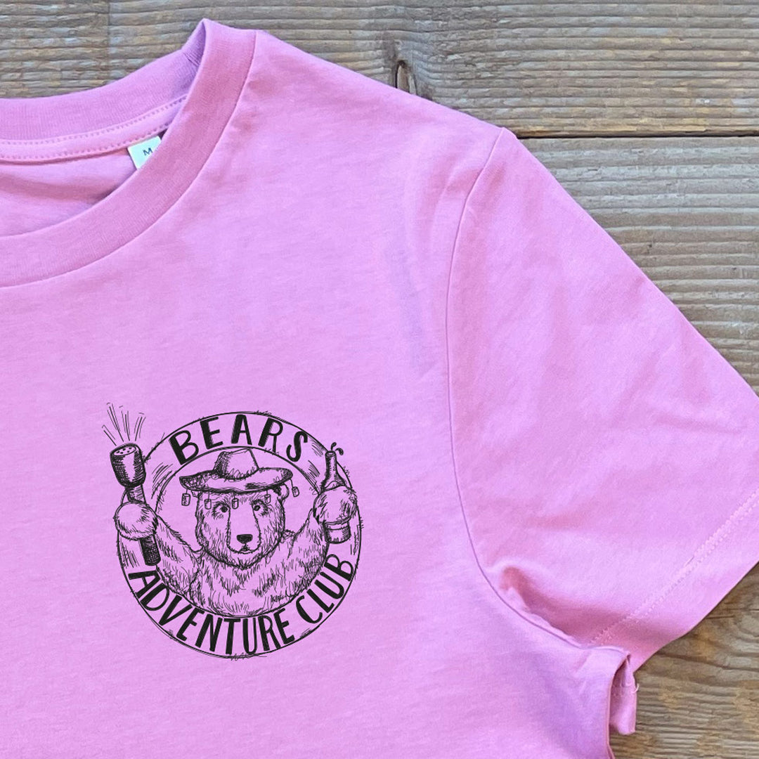 pink tee with bear logo