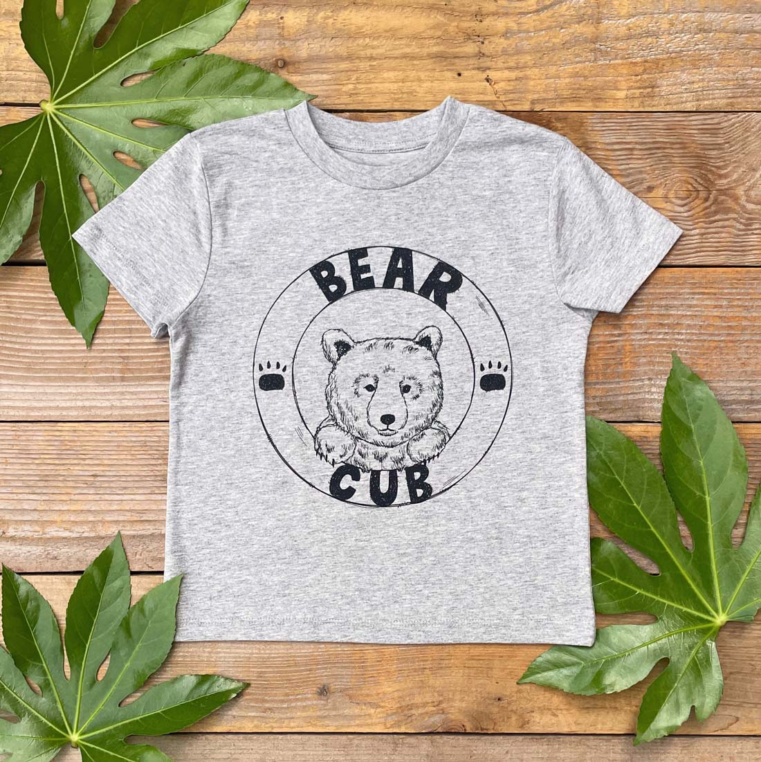 grey bear cub kids tshirt